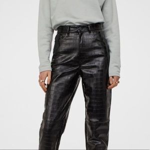 H&M Faux Leather Pants with Snakeskin Print